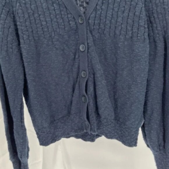 Holebrook Sweden Women’s Cardigan Sweater Size L Cotton Button Closure Navy - Picture 3 of 8
